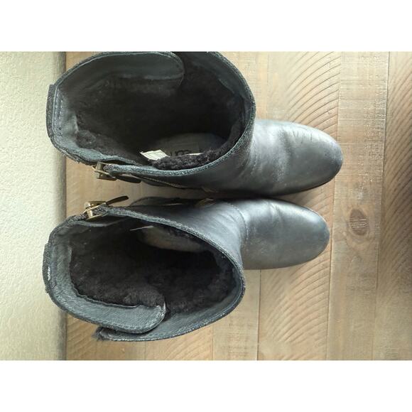 UGG Niels Boot Shearing Lined Size Waterproof Snow Black Leather Wool Lining - Picture 8 of 10
